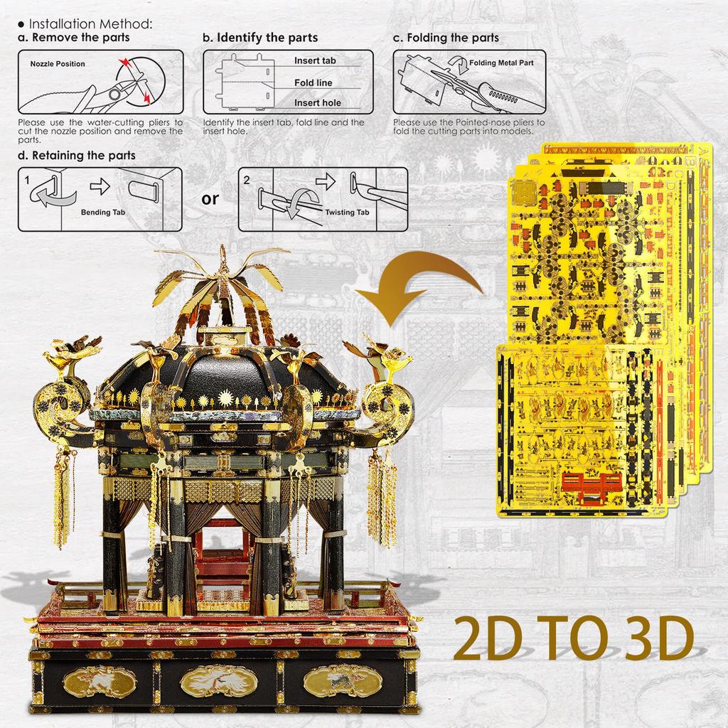 Piececool Metall 3D Puzzle Kaiserlicher Thron Metall Nano Puzzle Montage Kein Kleber Benötigt Schwierigkeit 3 Sterne Erwachsenes Sammlerstück Ornament - - - Erforderlich, -