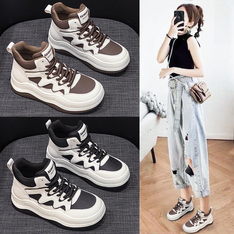 Thick-soled High-top Women's Autumn New Super-fire Heightening and Velvet Sports and Leisure Women's Shoes