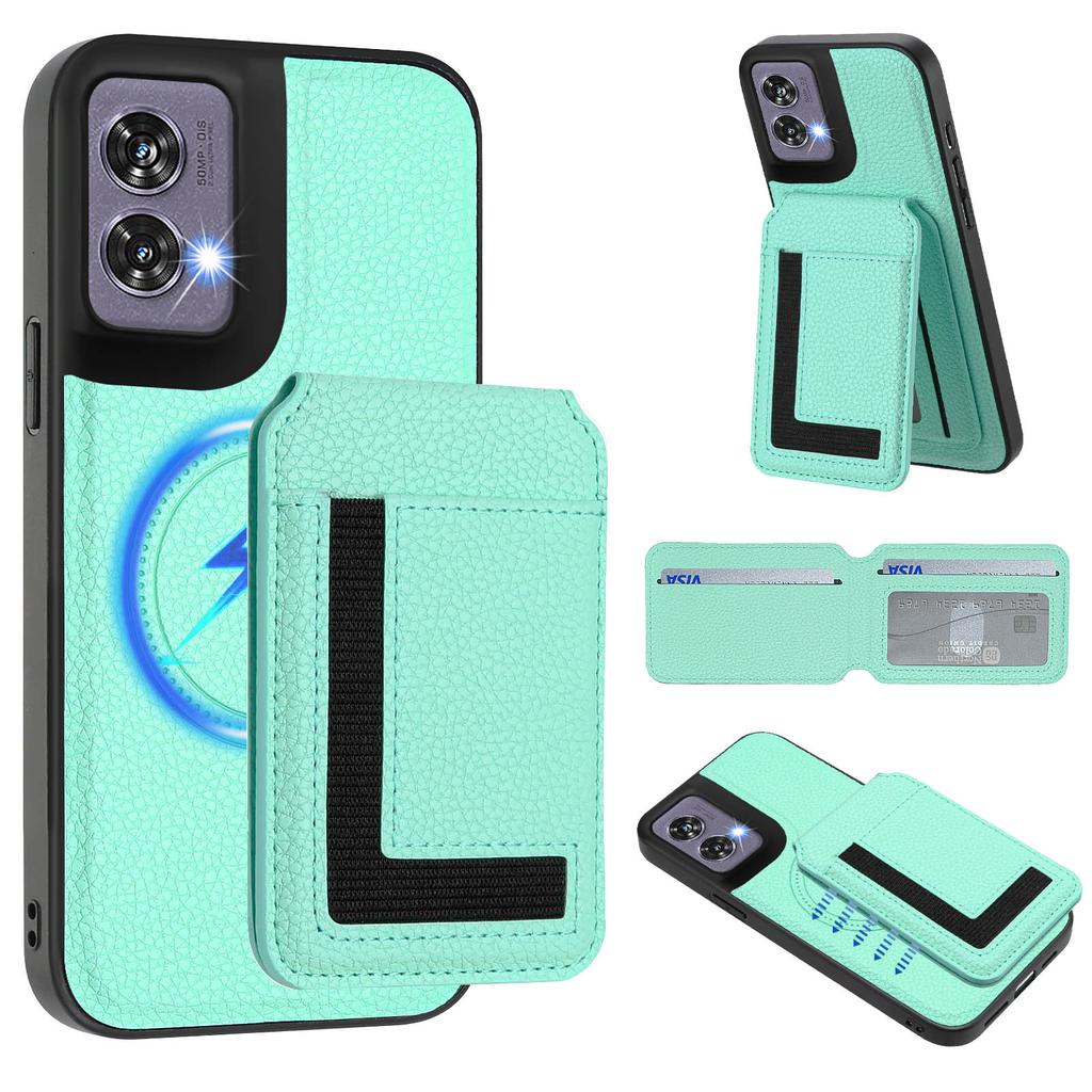 Pro Motorola Edge 50 Fusion 5G Magnetické pouzdro TPU+PU kůže Kryt na zadní stranu telefonu s odnímatelným držákem na karty