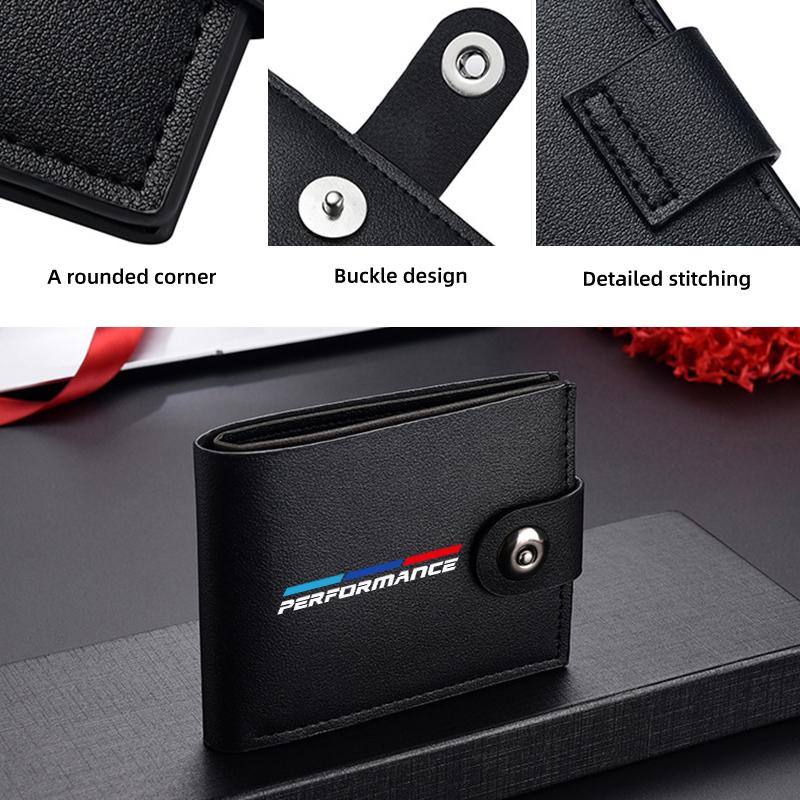 OMPC8 Leather Wallet Short Multi Credit Card Holder Male Purse Money For BMW 1 3 5 Series G30 G32 G38 2021 2020 2019 2018 E46 E91