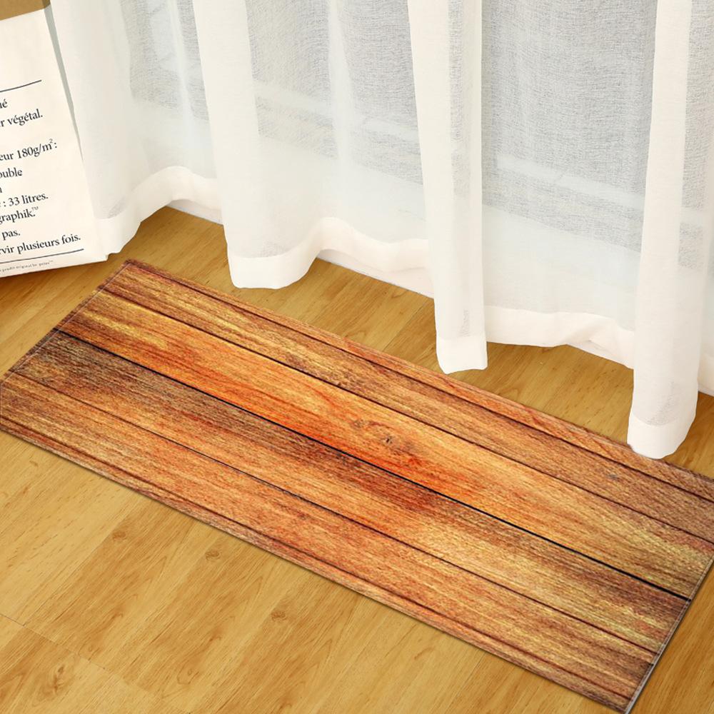 Wood Grain Household Door Mat Kitchen Absorbent Strip Bathroom Non-Slip Floor Mat Living Room Bedroom Carpet