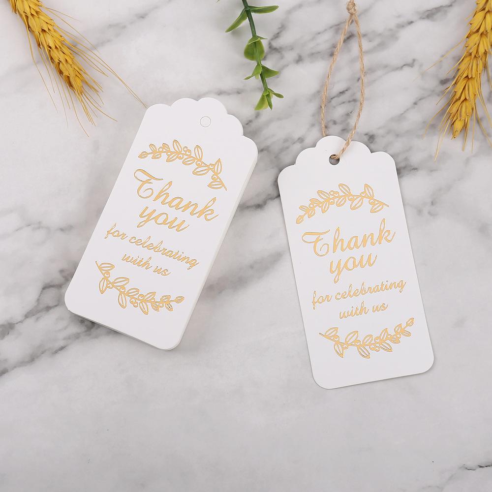 100pcs Gold Foil Thank You Tag Packing Decoration Boxes Card Wrapping Hang Label Diy Wedding Party Handmade Gift Tags 4.5x9.5cm