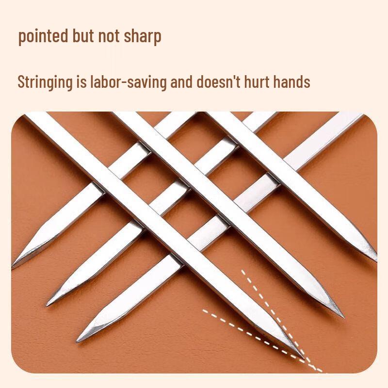 Flache Grillspieße aus Edelstahl mit Holzgriff