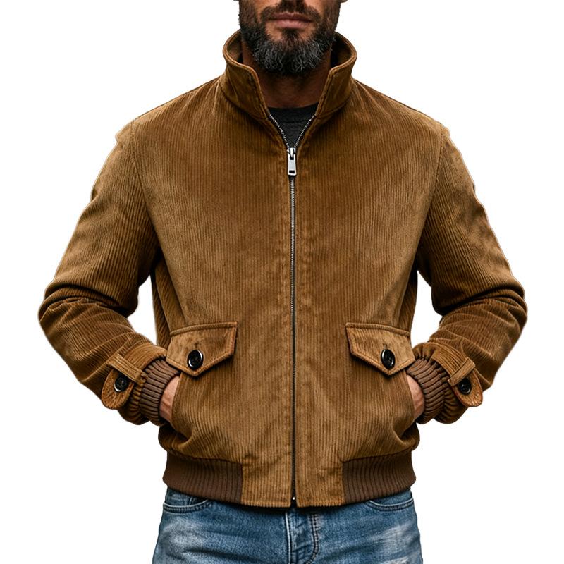 Streetwear Men's Casual Jacket Coat Autumn Winter Vintage Lapel Cardigan Tops Men Corduroy Fashion Solid Color Jackets