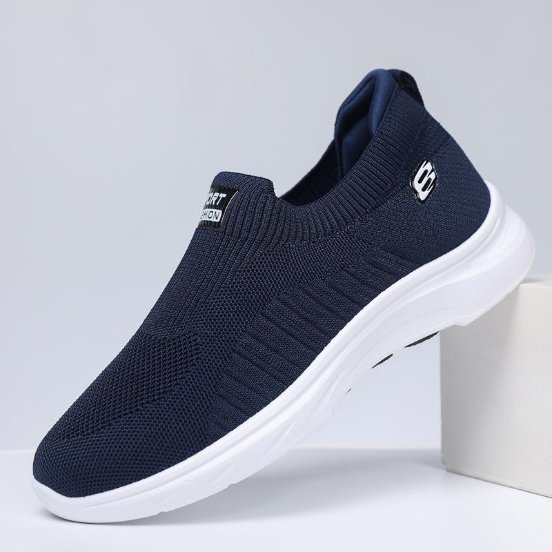 

Men s shoes new spring high elastic mesh casual single shoes men s fashion one-pedal socks mouth sports shoes 44 темно-синього кольору