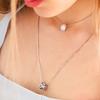 Dfarbe Silver Square Sapphire Topaz Piad Frame Pendant Necklace