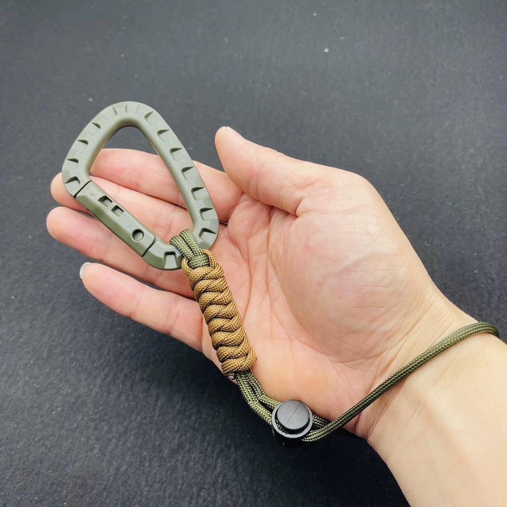 Hand-woven Paracord Carabiner Anti-lost Adjustable Keychain Outdoor Hiking Tools Kettle Buckle Hooks Backpack Accessories