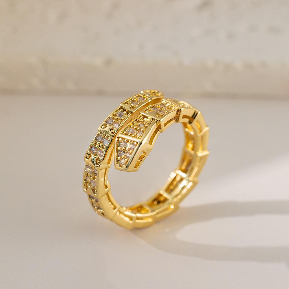 Micro-Inlaid Zircon Fashion Open Ring - Adjustable Luxury Index Finger Jewelry for Women