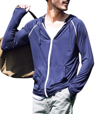 JIGGYS SHOP UV-Schutz Rash Guard Hoodie für Männer und Frauen, UPF 50+ Sonnenschutz, Schweißableitend, Schnelltrocknend, UV-Schutz, XL, Marineblau