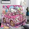 1PC Hello Kitty Cute Print Flannel Blanket, High quality All Seasons, Home Decor, Warmth and Comfort, Perfect for Christmas Gifts