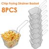 8 Pezzi Mini Cestello per Friggere a Fondo Profondo con Manico Lungo Filtro per Patatine Fritte Impilabile Espositore per Patatine Fritte Utensili da Cucina