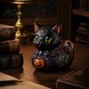 Occult Themed Midnight Table Decor Witches Cat Duck Figurine, Dark Fantasy Resin Witch Ornament Statue, Gothic Cat-Duck Ornament, Spooky Halloween