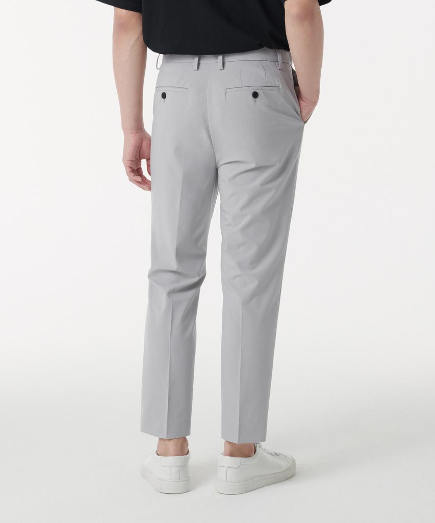 Musinsa Standard [Cooltandard] Relaxed Tapered Hidden Banding Crop Slacks [Light Gray]