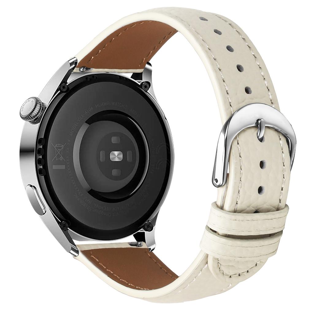 Replacement Strap for Samsung Galaxy Watch 46mm Litchi Texture PU Leather Watch Band with Metal Buckle
