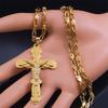 Christus Jesus Kruzifix Kreuz Großer Anhänger Halskette für Männer Edelstahl Goldfarbe Herren Ketten Halsketten Amulett Schmuck gargantilla