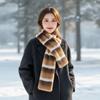 Soft Plush Long Muffler Thick Fleece Neckwear Fluffy Fleece Wrap Contrast Tippet Outdoor Travel