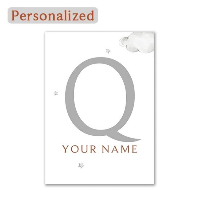 

Холсты с именами детей на заказ, Милый плюшевый мишка и кролик, Настенный декор для детской комнаты, Постеры, Принты, Настенные картины, Детская комната 21cm×30cm NoFrame