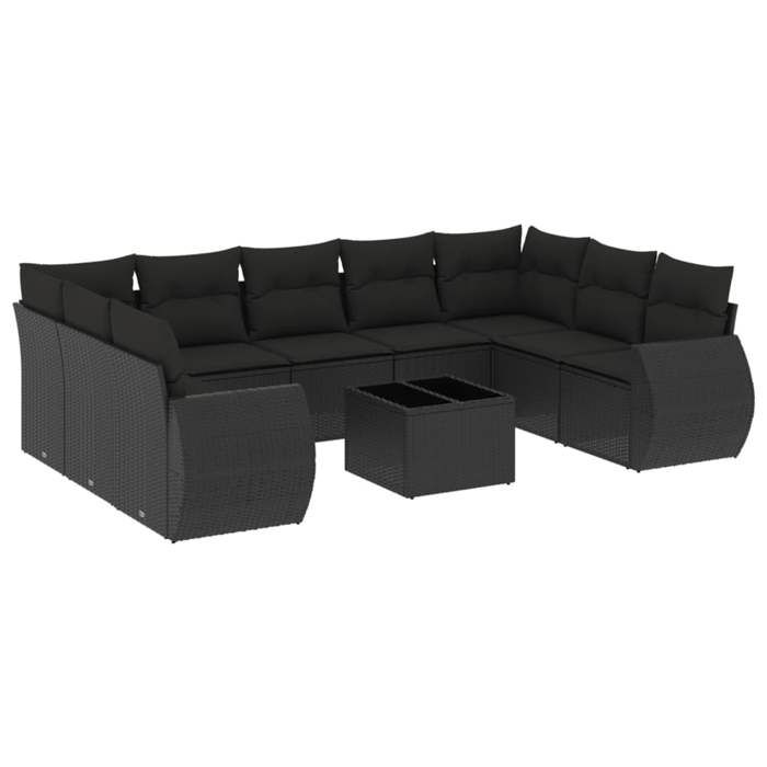 VidaXL Garden Lounge Set with Cushions 10 Pcs, Patio Sofas, Patio Furniture Set, Outdoor Furniture, Black 3221804