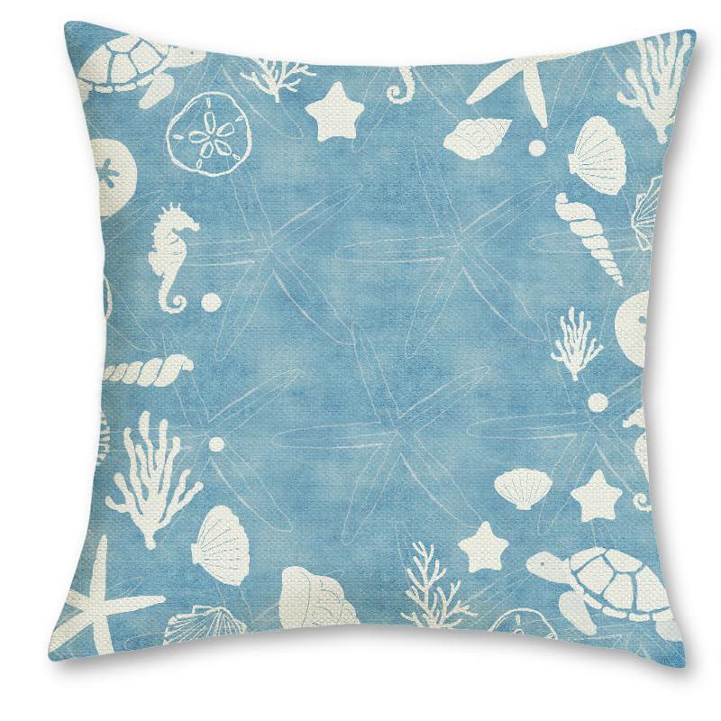 Home Decor Seashell & Sea Creature Themed Pillow Covers Pattern Cushion Cover Suitable For Sofa Bedroom Car Pillow Cover