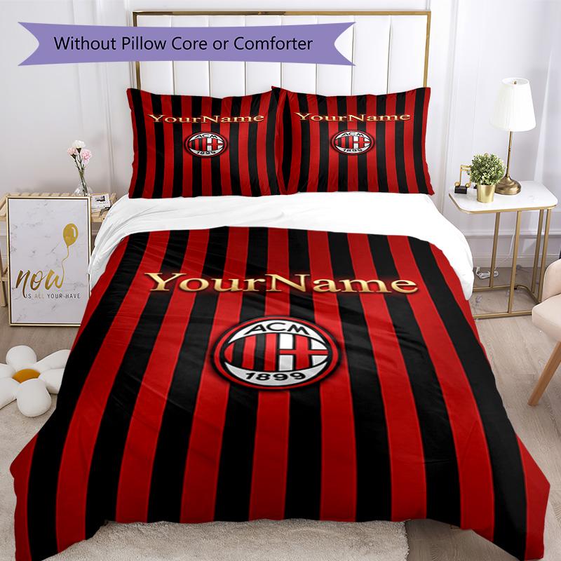 Ac Milan Personalizza il tuo nome Set Biancheria da Letto Copripiumino Traspirante con Federe Decorazione per la Casa Regalo di Compleanno