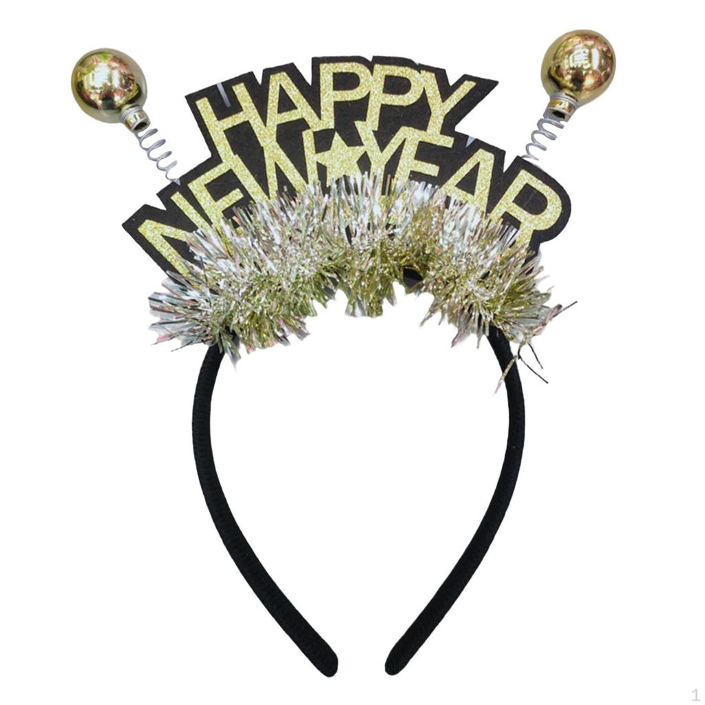 Frohes Jahr Stirnband Kopfschmuck Haaraccessoire Haarbänder Glitzer Dekorativ Unisex Reifen