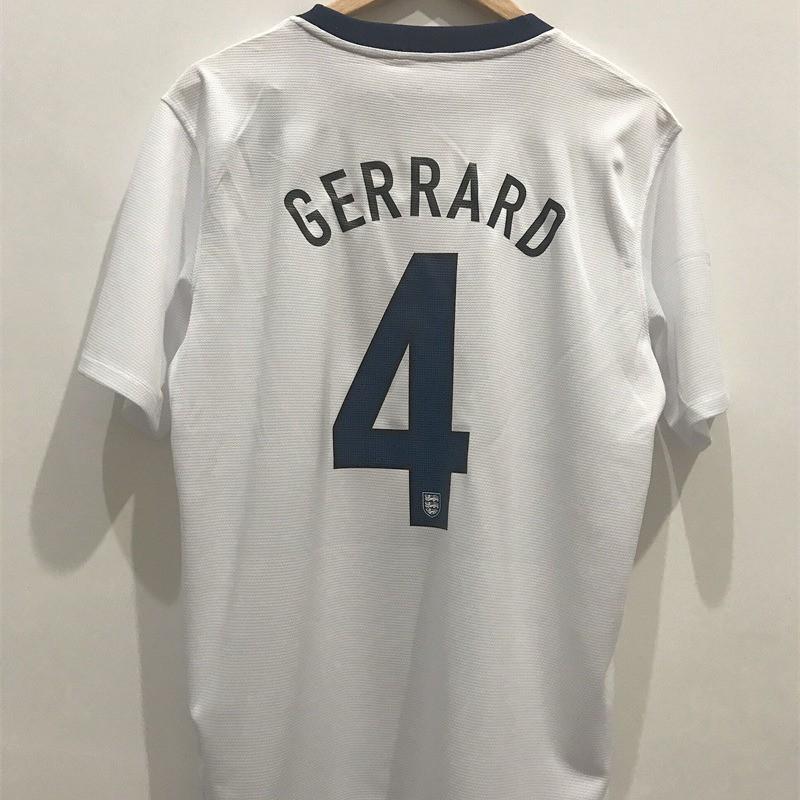 Maglia da Calcio Retrò Inghilterra Stile 2006 Lampard 18 Rooney 10 Gerrard 4 Misto Cotone Bianco Maglia da Calcio Uomo Donna Adulto