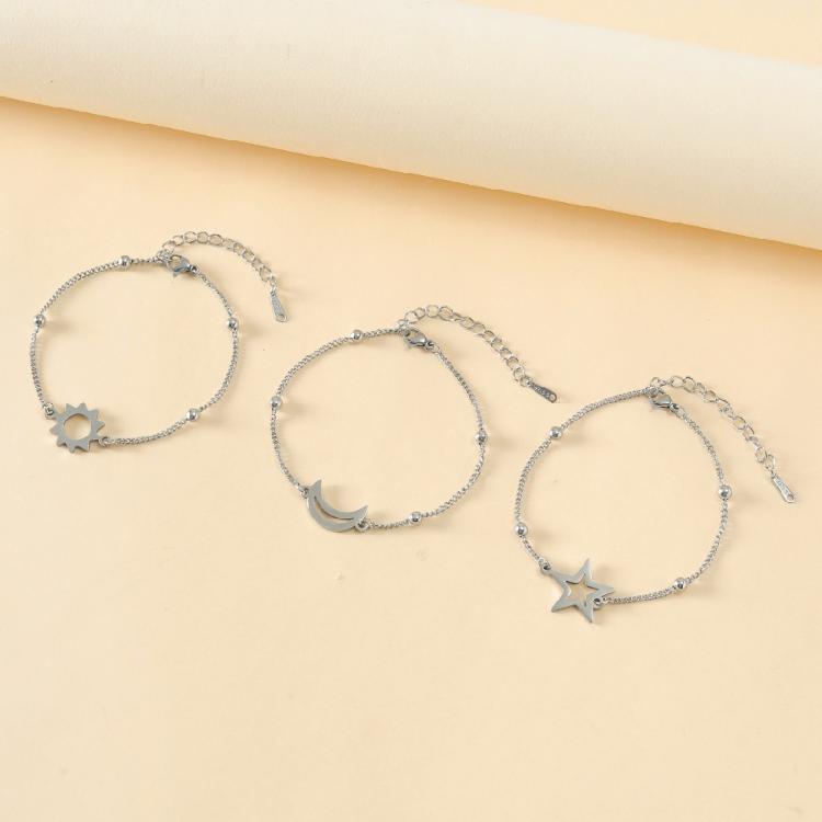 Stainless Steel for Sun Moon Star Bracelets Temperament Chain Couple Card Bracel