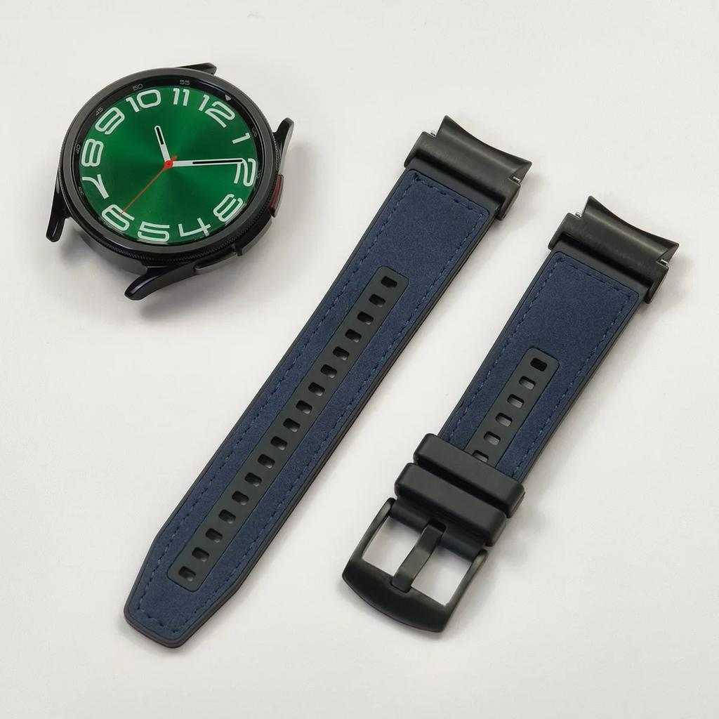 No Gaps Leather Strap for Samsung Galaxy Watch 7 6 5 4 40mm 44mm Watchband Bracelet for Galaxy Watch 6Classic 43 47mm 5Pro 45mm