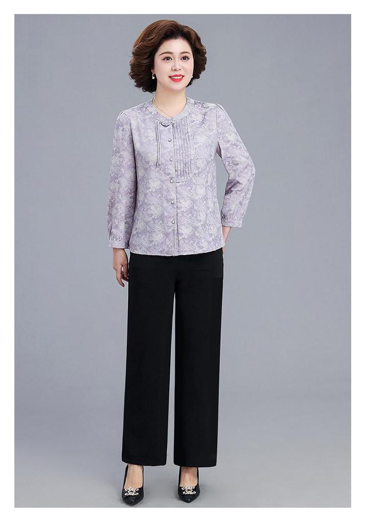 2026 Elegant Retro Jacquard Chinese Style Spring Top for Mothers, Perfect for Middle-Aged and Elderly Women