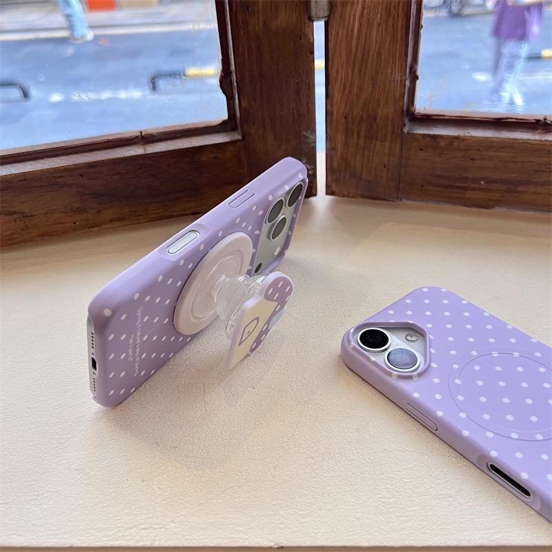 

Korean Polka Dot Magnetic iPhone Holder for 17, 16 Pro Max, 15 Pro Cases iPhone 17 Pro Max