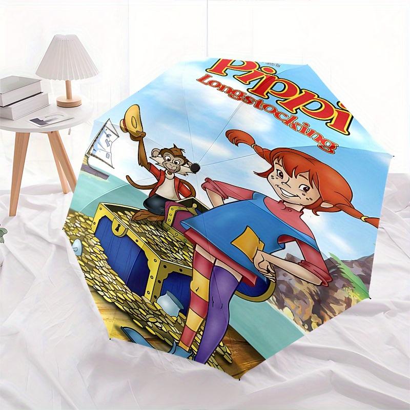Pippi Longstocking, Treasure Automatic Opening and Closing Umbrella, Compact Travel Umbrella, Lightweight and Portable, Suitable for Beach C