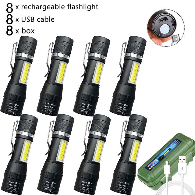 Lanterna LED Mini Q5 Bateria Embutida Zoom Lanterna Lâmpada COB 2000 Lumens Ajustável Exterior À Prova D'água de Emergência Luz de Bolso