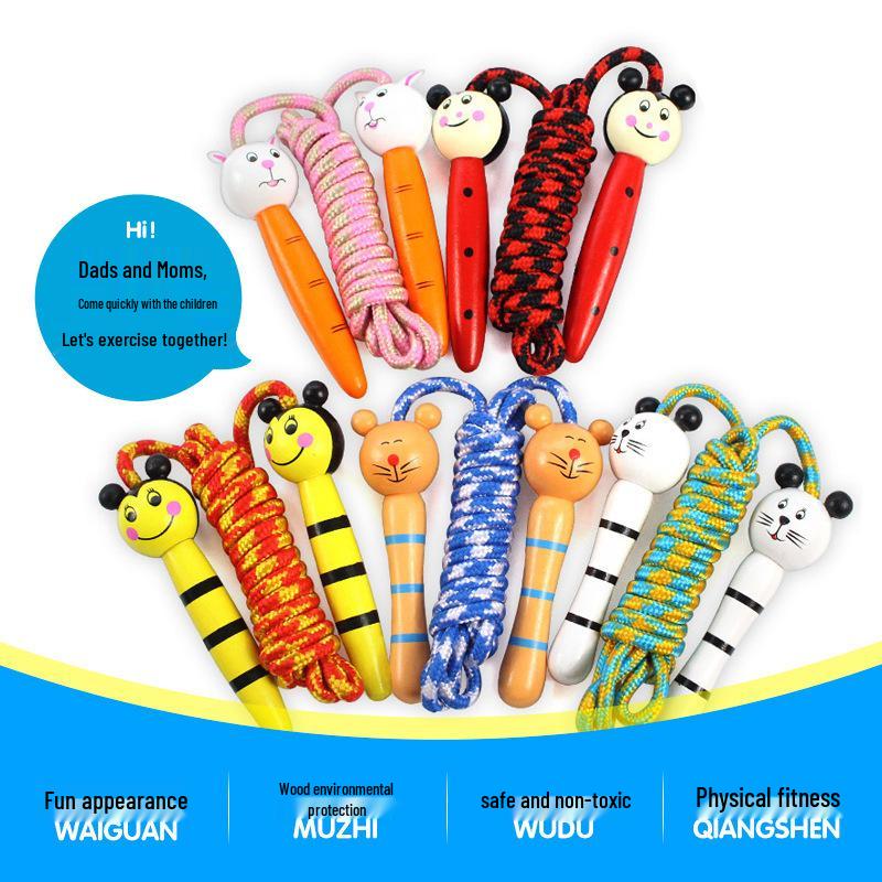 

Kids Wooden Jump Rope - Cotton Rope for Kindergarten & Primary School Sports, Beginners Boys & Girls Toy Little Penguin