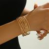 Assorted Open Cuff Bracelet Set, 8 Metal Arm and Wrist Accessories with Mixed Leaf, Wire and Chain Design Details