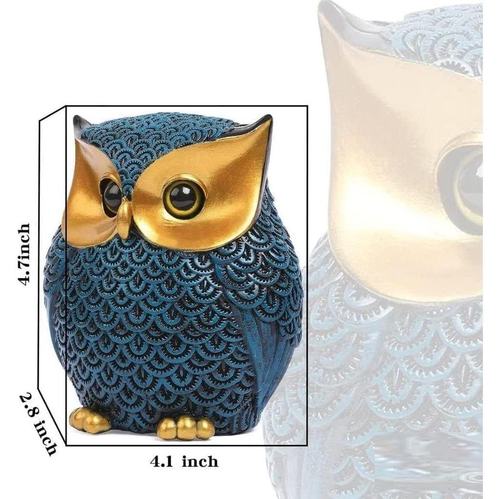 Modern Classy Lucky Owl Resin Art Figure Showpiece (Blue), 1 Piece