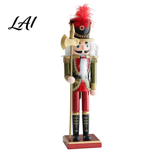 Decorative Wooden Nutcracker Soldier Figurine Handcrafted Solid Wood Christmas Tabletop Ornament Holiday Table Decor for Desk And Bookshelf