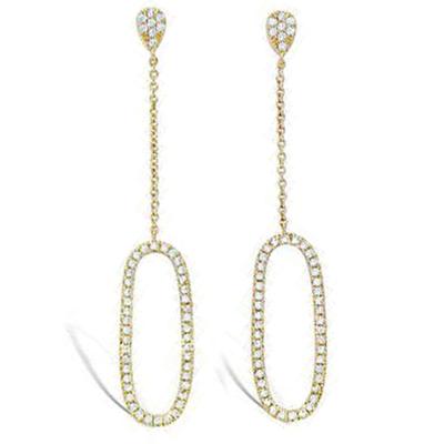 [L7666] - Gold Plated 'Sissi' White Gold Earrings - 60x10 Mm