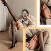 Women Cross Lace Up Thigh High Stockings Bandage Over Knee Socks Nylon Stockings Halloween Cosplay Costume Party Tights