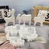 Cement Plaster Silicone Mold Cute Elks Candle Mold 3 Elk Deer DIY Handmade Christmas Deer Ornaments Decoration