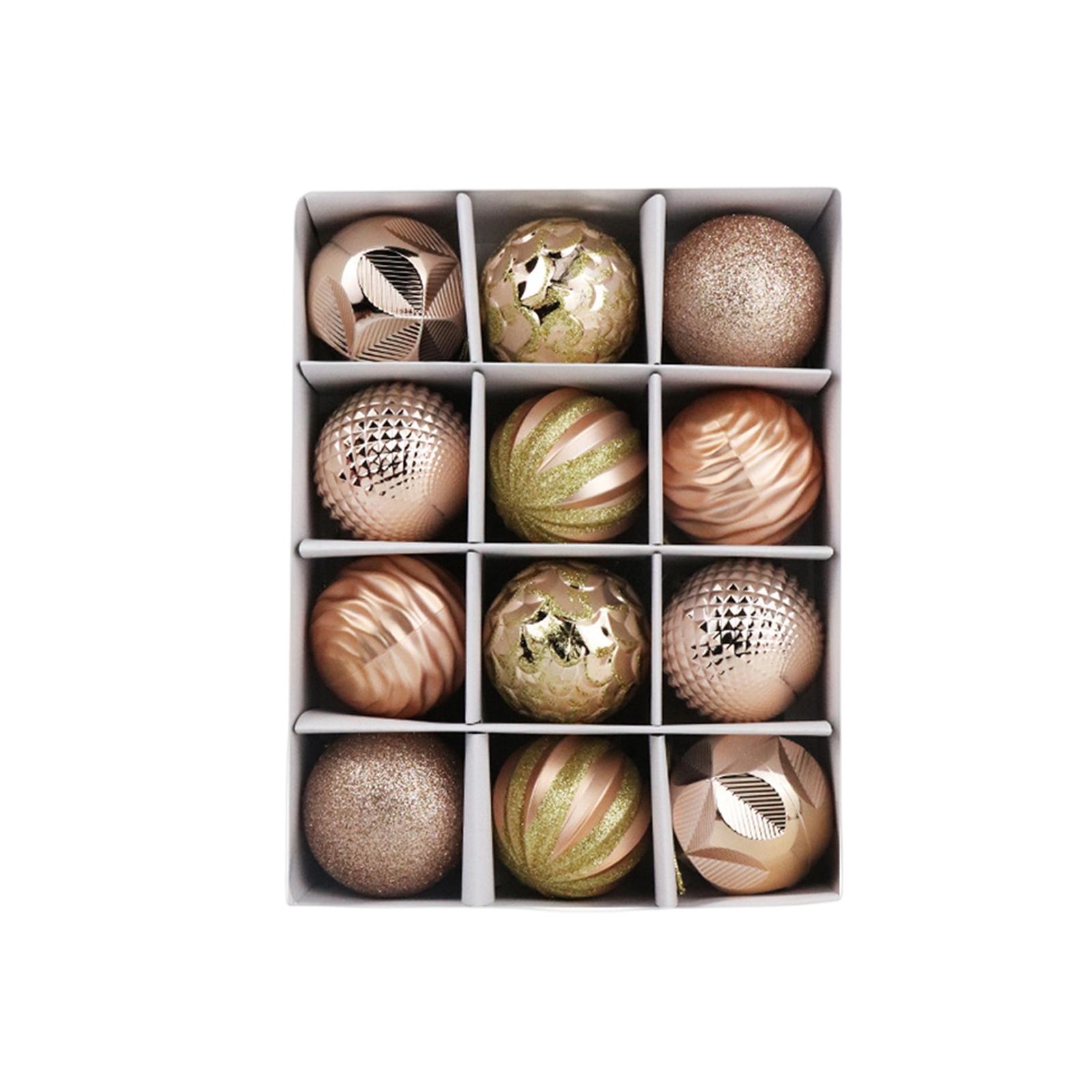 

6cm/12pcs Sparkling Christmas Ball Ornaments,Colorful Christmas Balls,Christmas Tree Ornaments,Multiple Colors Available One Size розового золота