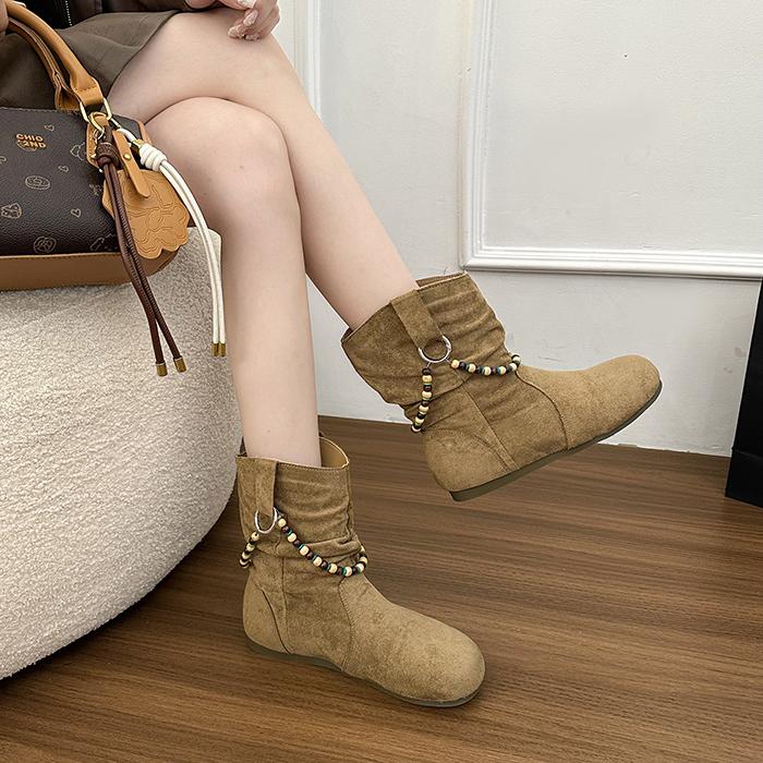 Flats Women Ankle Boots Pointed Toe Cozy Shoes Designer Winter Dress Woman Boots 2025 New Trend Cozy Mujer Chelsea Boots