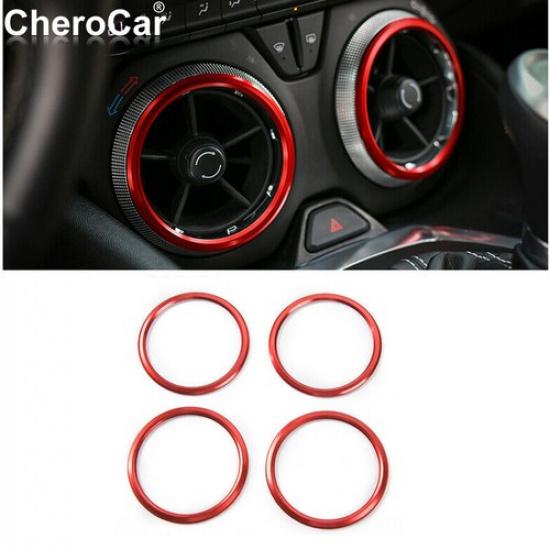 4X Красное декоративное кольцо для вентиляционного отверстия кондиционера салона для Chevrolet Camaro 2017+