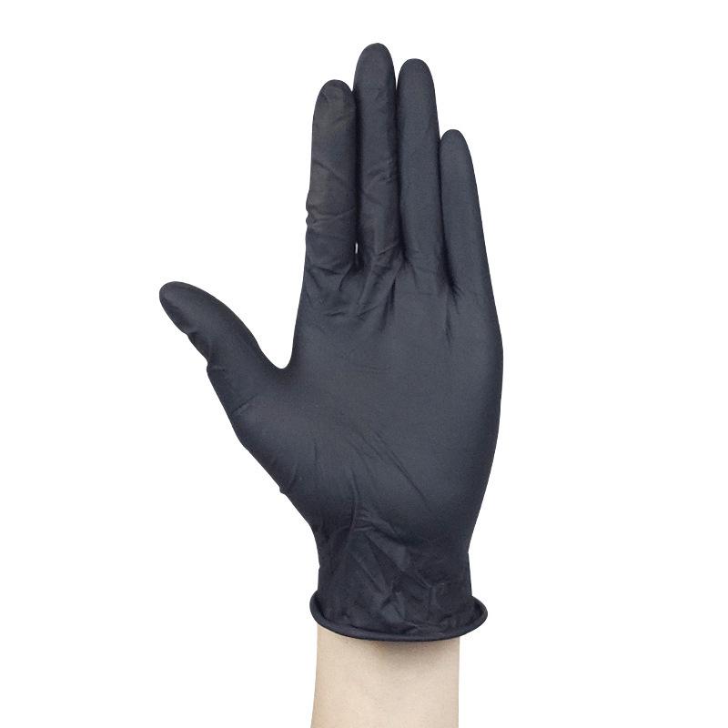 High-Elastic Black Nitrile Gloves - Disposable, Protective, Latex-Free