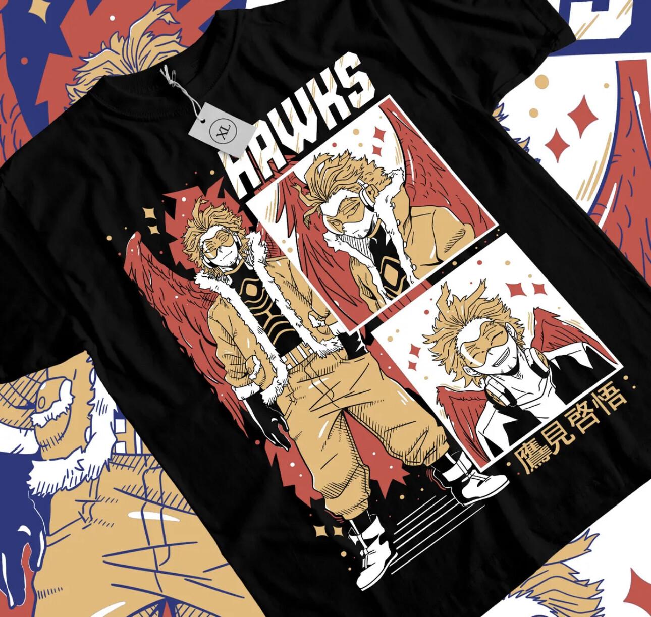 My Hero Academia anime Wing Hero Hawks Keigo Takami T-Shirt Mens Womens Tees Top manga All Size L