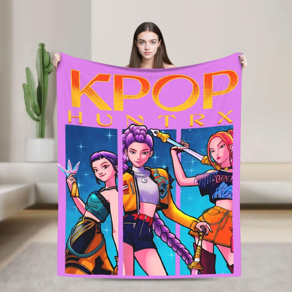 Saja Boys Kpop Demon Hunters Blankets  Flannel Awesome Soft Throw Blanket for Chair Covering Sofa  Winter