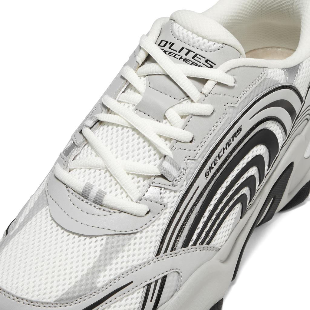Skechers DLites 5.0 Comfortable Fit Panda Shoes Five Generation Sound Wave Series Non-Slip Breathable Dad Shoes Men Sneakers White Black 232424-WBK