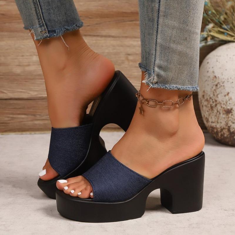 Fashion Women Slippers Summer Chunky Heel Open-Toe Sandals Fashion Casual High-heel Slippers for Women Designer Slippers Pantuflas Mujer