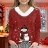 Christmas Day Girls Long Sleeve T Shirts Kids  Girls' V-Neck Tee Christmas Print Long Sleeve Top