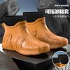 Water shoes men's short tube outdoor fishing non-slip waterproof rubber shoes work wear-resistant rain shoes men's velvet rain boots spring and summer