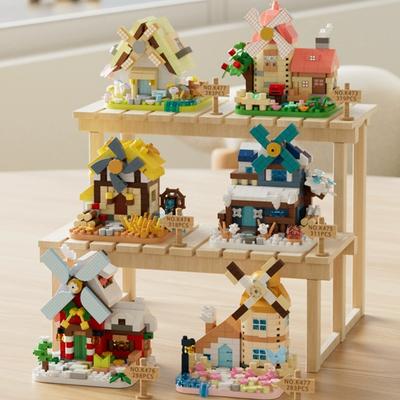 New Diy Four Seasons Windmill House Villa Christmas Street View Building Blocks Kit  Bricks Model  Toy Children